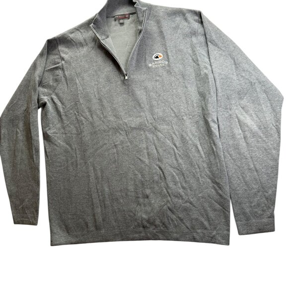 Peter Millar Sweater Gray Mock Neck.  Half Zip.  Zipper. Size Men's Large Cotton - Picture 6 of 11